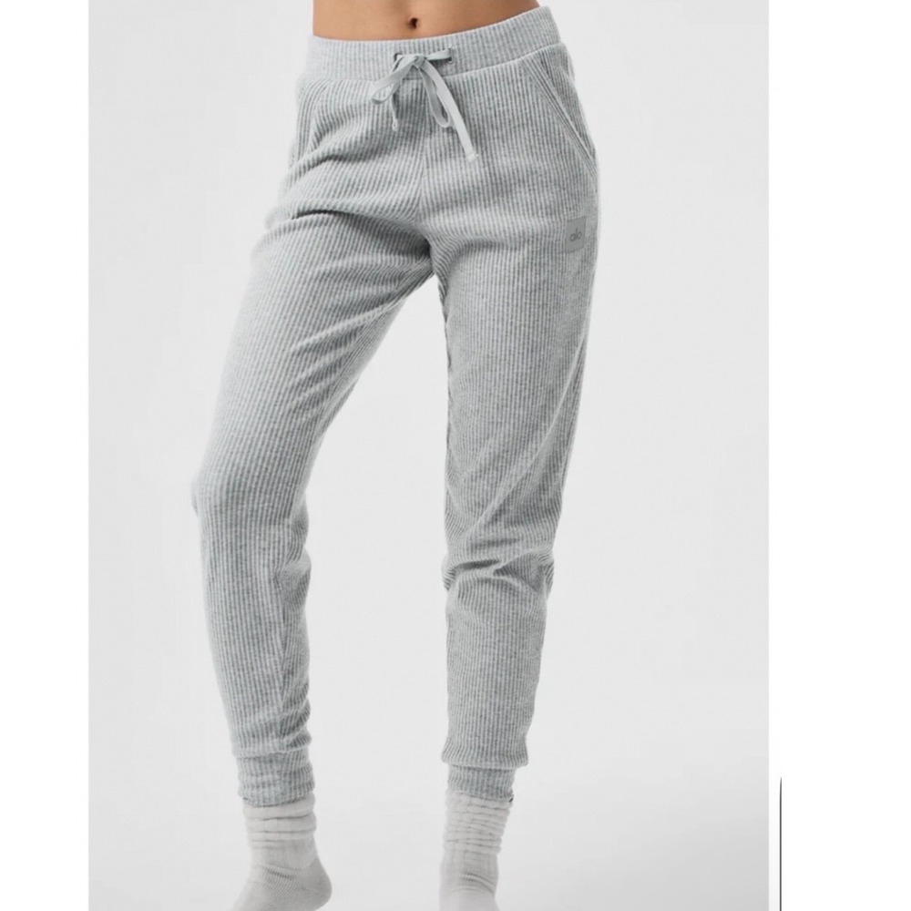 Alo Yoga Muse Ribbed Jogger Pants Women XS Gray‎